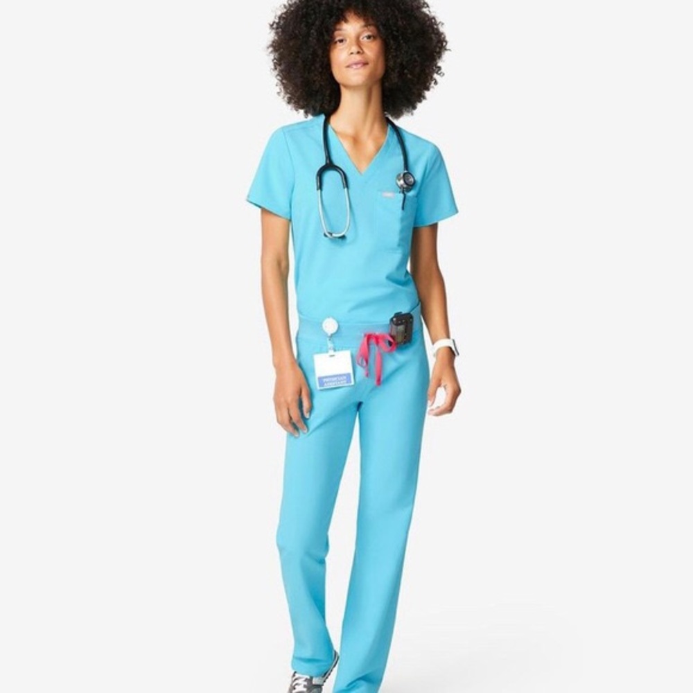 Figs scrubs neon blue